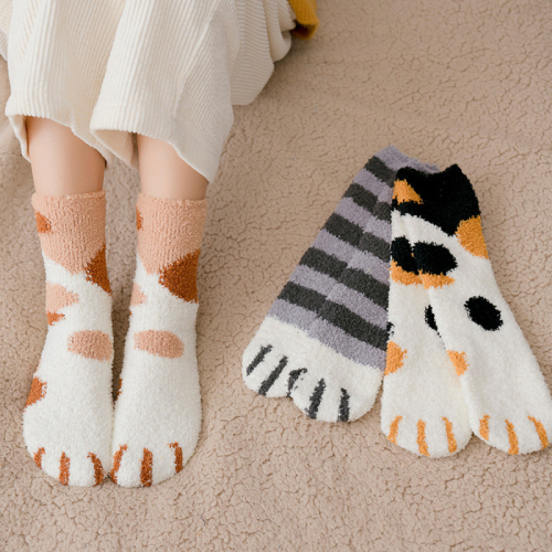 Cute Cat Paw Fuzzy Warm Slipper Socks