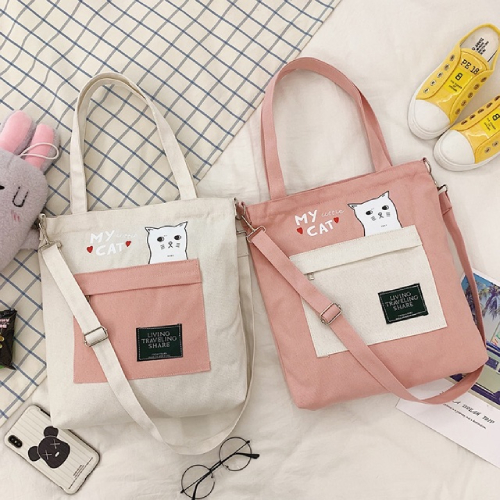Cute Korean Cat Canvas Bag